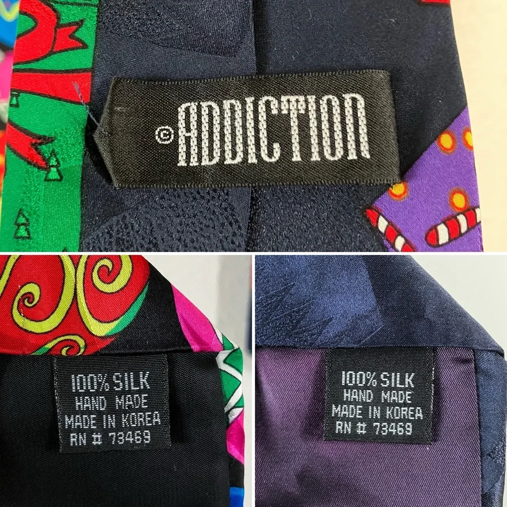 SILK Christmas Ties Bundle of 2 Colorful Holiday Festive Black Navy Office Party